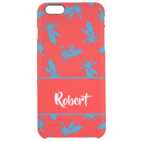 Custom name blue dragons on red clear iPhone 6 plus case