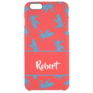 Custom name blue dragons on red clear iPhone 6 plus case