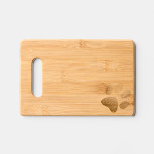 Custom name, blue glitter dog paws engraved cutting board