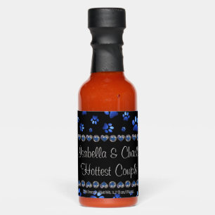 Custom name, blue glitter dog paws hot sauces