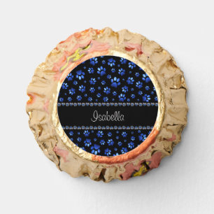 Custom name, blue glitter dog paws reese's peanut butter cups