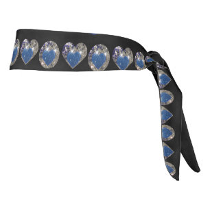 Custom name, blue glitter dog paws tie headband