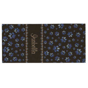 Custom name, blue glitter dog paws wood flash drive