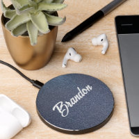 Custom name blue glitter wireless charger