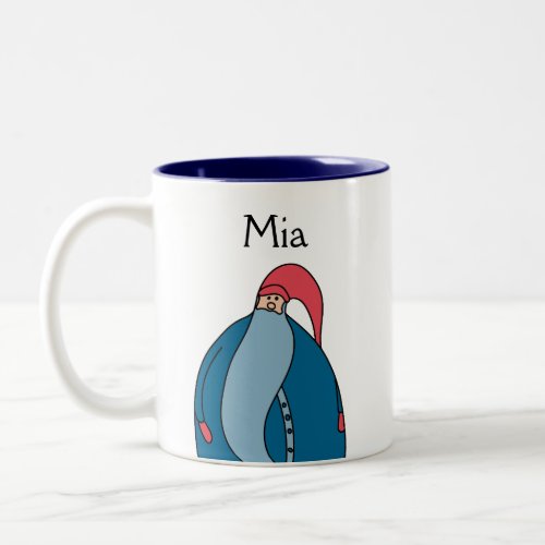 Custom Name Blue Gnome Two_Tone Coffee Mug