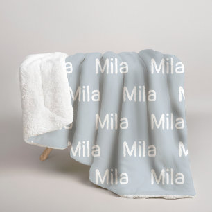 Custom Name Blue-Gray Sherpa Blanket for Newlyweds