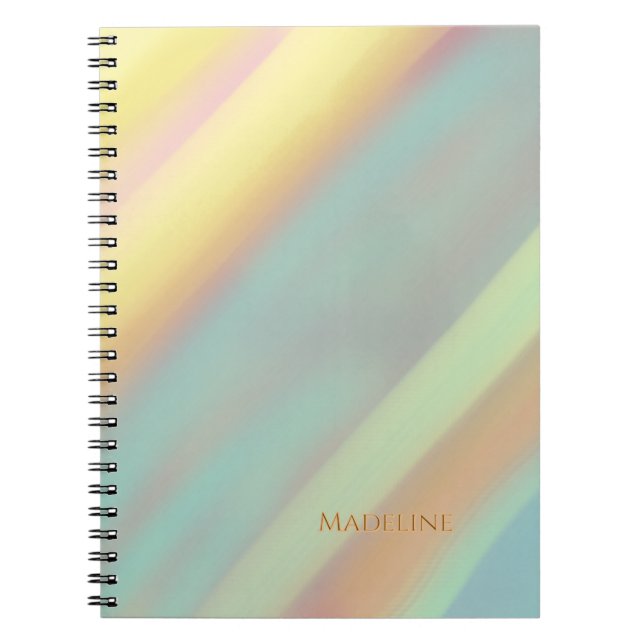 Custom Name Blue Green Coastal Beach  Notebook (Front)