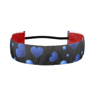 Custom name, Blue heart glitter pattern Athletic Headband