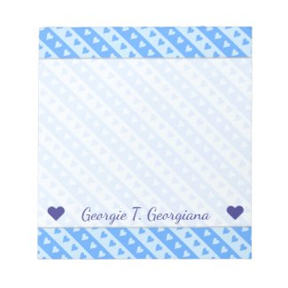 Custom Name + Blue Hearts and Stripes Pattern