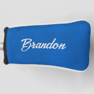 Custom name blue leather golf head cover