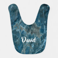 Custom name blue marble tile baby bib