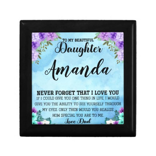Custom Name Blue Message for Daughter from Dad Gift Box