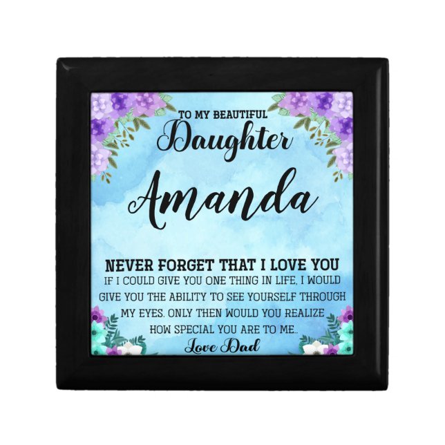 Custom Name Blue Message for Daughter from Dad Gift Box (Front)