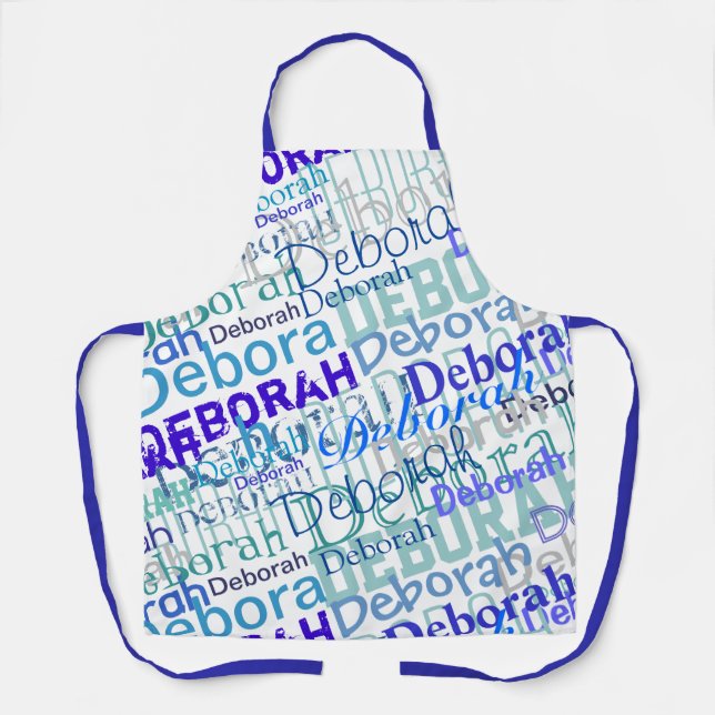 custom name blue pattern apron (Front)