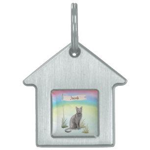 Custom Name Blue Russian Cat Pet ID Tag