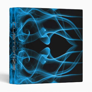 Custom Name Blue Smoke Symmetrical Black 3 Ring Binder