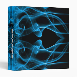 Custom Name Blue Smoke Symmetrical Black 3 Ring Binder