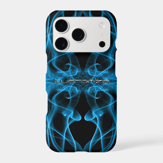 Custom Name Blue Smoke Symmetrical Black iPhone 17 Pro Case