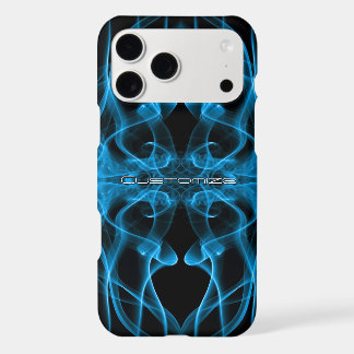 Custom Name Blue Smoke Symmetrical Black iPhone 17 Pro Max Case