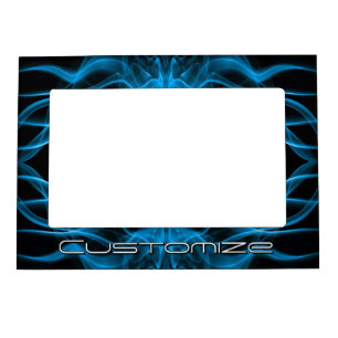 Custom Name Blue Smoke Symmetrical Black Magnetic Frame