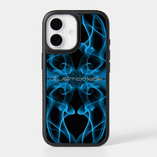 Custom Name Blue Smoke Symmetrical Black iPhone 17 Case