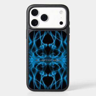 Custom Name Blue Smoke Symmetrical Black iPhone 17 Pro Max Case