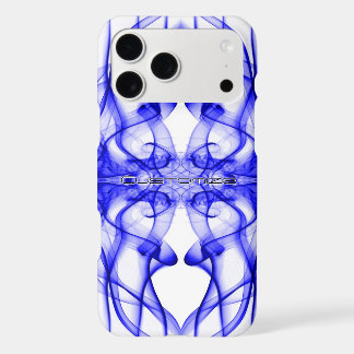 Custom Name Blue Smoke Symmetrical White iPhone 17 Pro Max Case