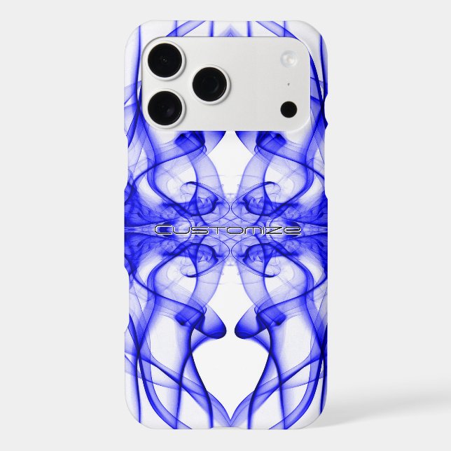 Custom Name Blue Smoke Symmetrical White Case-Mate iPhone Case (Back)
