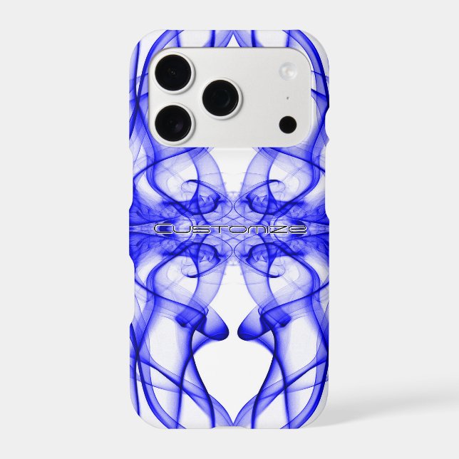 Custom Name Blue Smoke Symmetrical White Case-Mate iPhone Case (Back)