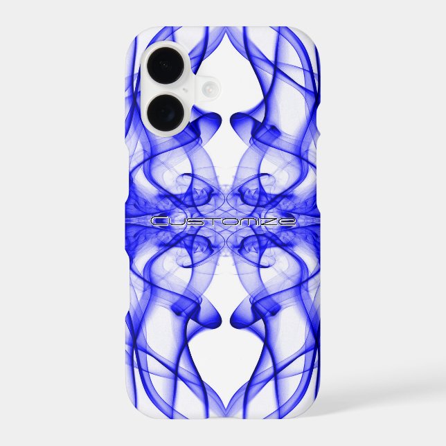 Custom Name Blue Smoke Symmetrical White Case-Mate iPhone Case (Back)