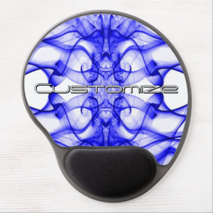 Custom Name Blue Smoke Symmetrical White Gel Mouse Pad