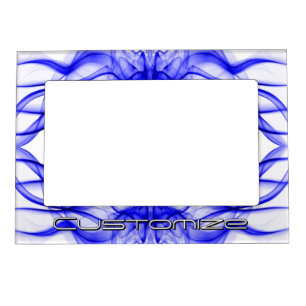 Custom Name Blue Smoke Symmetrical White Magnetic Frame