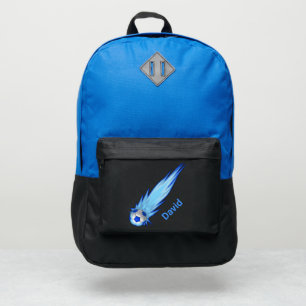 Custom Name Blue Soccer Meteor Port Authority® Backpack