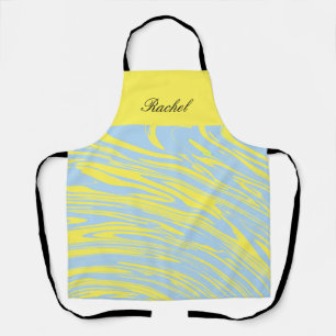 Custom Name Blue Swirls Yellow Abstract Patterns Apron