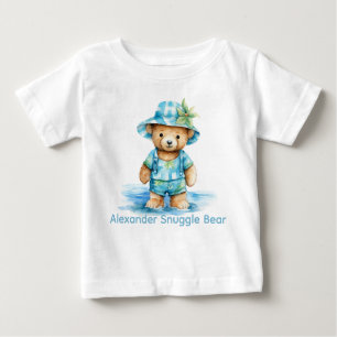 Custom Name Blue Teddy Bear Baby Shirt