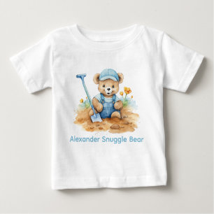 Custom Name Blue Teddy Bear Baby Shirt