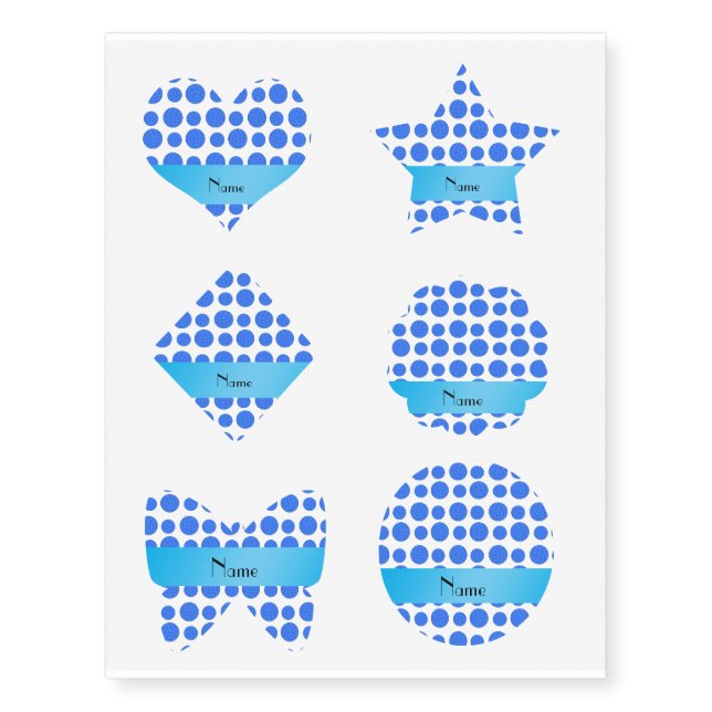 Custom name blue volleyball pattern temporary tattoos (Front)