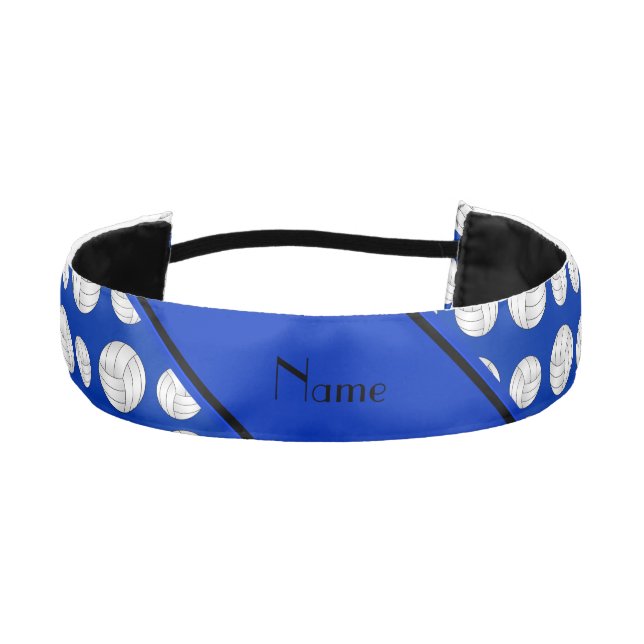 Custom name blue volleyballs blue stripe athletic headband (Front)