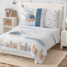 Custom Name Blue Watercolor Helicopter Double-Side