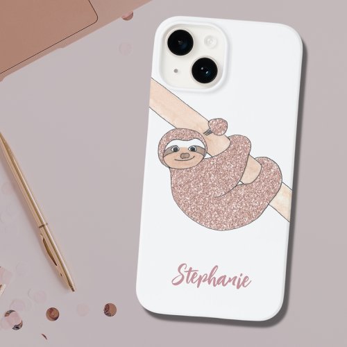 Custom Name Blush Glitter Cute  Case_Mate iPhone 14 Case