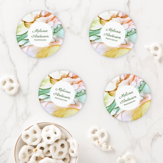 Custom Name Blush Pink Earth Tone Pastel Coaster Set (In Situ)