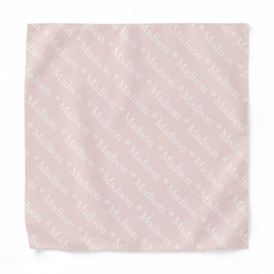 Custom name blush pink white text pattern bandana