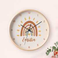 Custom Name Boho Earth Tone Rainbow Sun