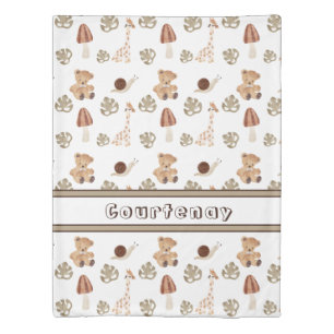 Custom Name Boho Woodland Jungle Animal Pattern Duvet Cover