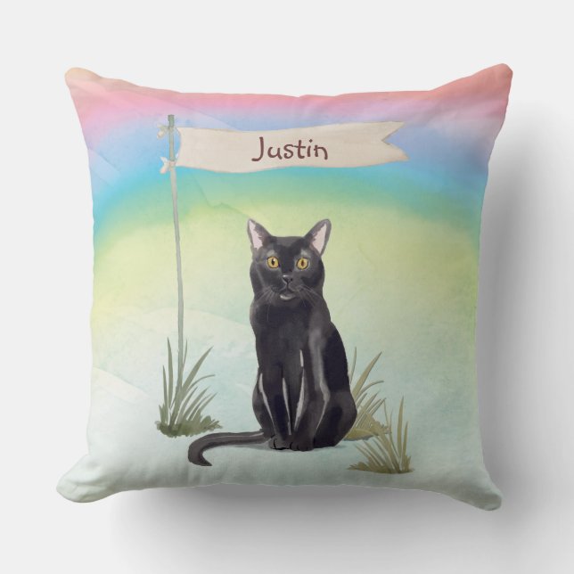 Custom Name Bombay Cat Pet Throw Pillow (Front)