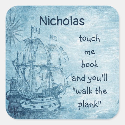 Custom Name Book Plate Fun Pirate Quote 