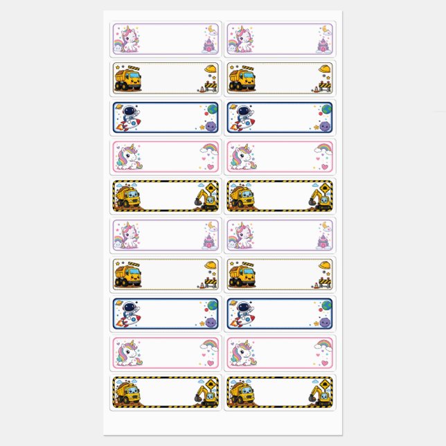 Custom Name Book with Cute Characters Labels (Sheet)