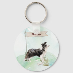 Custom Name Border Collie Pet Dog Keychain