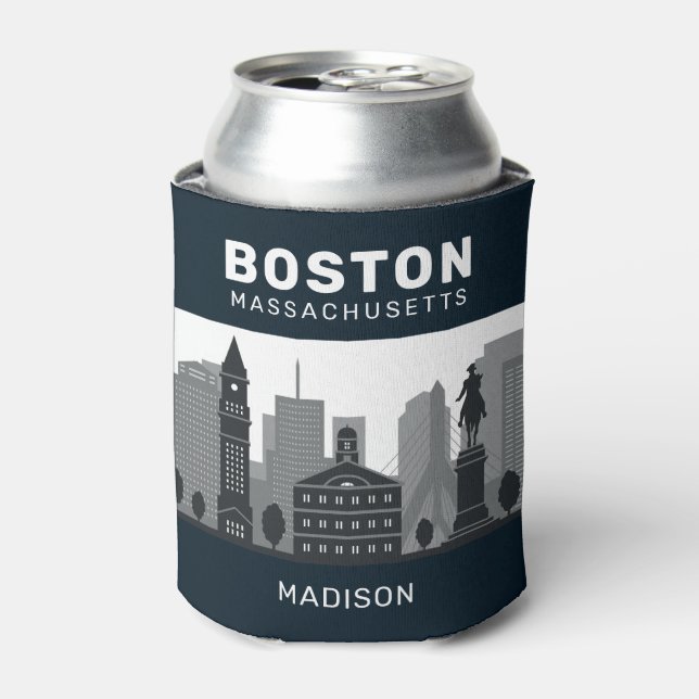 Custom Name Boston Massachusetts Can Cooler (Can Front)