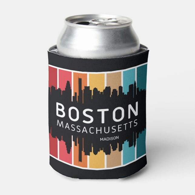 Custom Name Boston Massachusetts Can Cooler (Can Front)